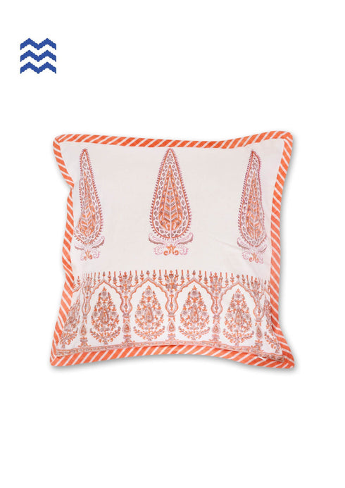 20s Cotton Cushion Cover In Geometric Block Print