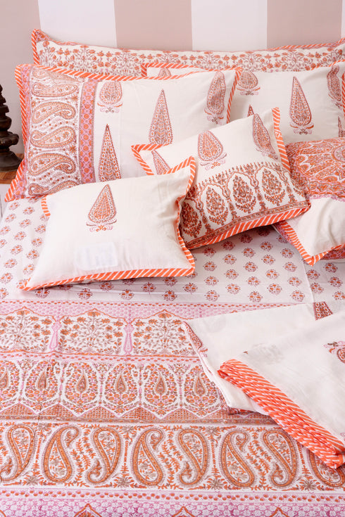 20s Cotton Cushion Cover In Geometric Block Print