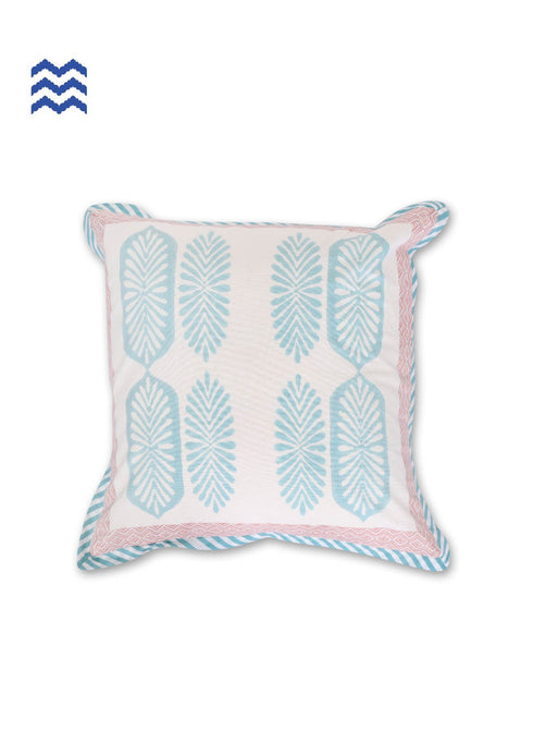 20s Cotton Cushion Cover in Floral Block Print