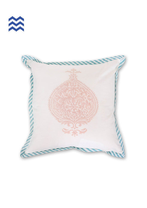 20s Cotton Cushion Cover in Floral Block Print
