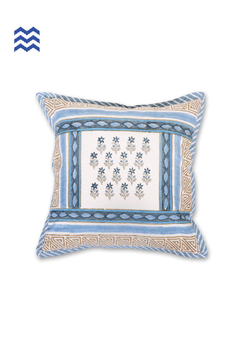 20s Cotton Cushion Cover in Floral Block Print