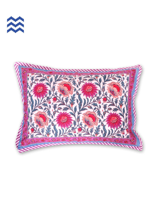 40s Cotton Pillow Cover in Floral Print