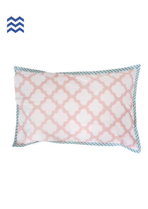 40s Cotton Pillow Cover in Floral Block Print