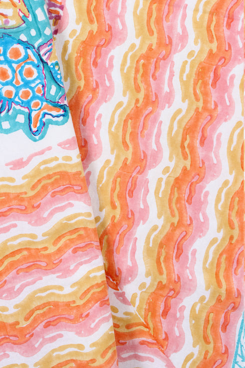 20s Cotton Bed Cover In Graphic Block Print