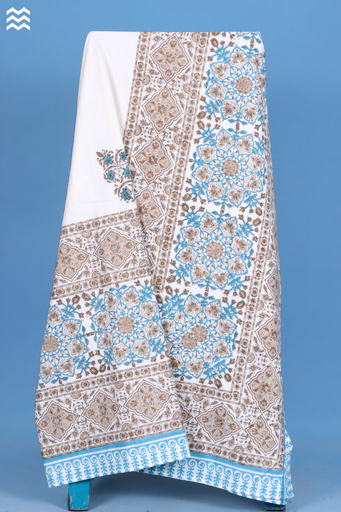 20s Cotton Bed Cover In Graphic Block Print