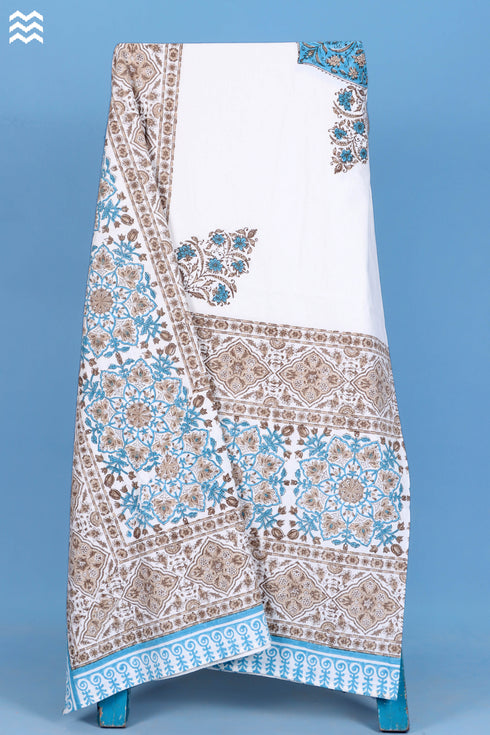 20s Cotton Bed Cover In Graphic Block Print