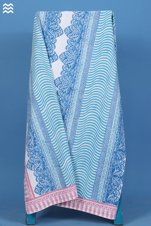 20s Cotton KING SIZE Bed Cover In Graphic Block Print