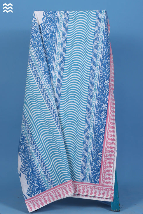 20s Cotton KING SIZE Bed Cover In Graphic Block Print
