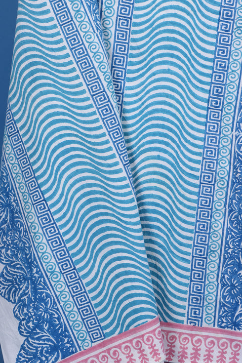 20s Cotton KING SIZE Bed Cover In Graphic Block Print