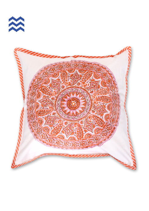 20s Cotton Cushion Cover In Geometric Block Print