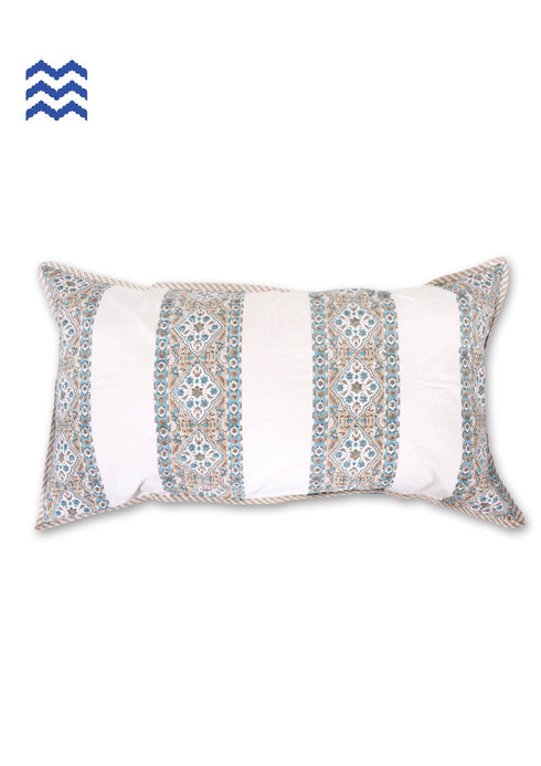 20s Cotton Lumbar Cushion Cover In Graphic Block Print