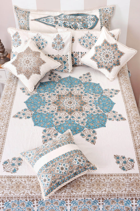 20s Cotton Lumbar Cushion Cover In Graphic Block Print