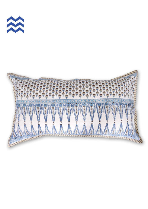 20s Cotton Lumbar Cushion Cover in Floral Block Print