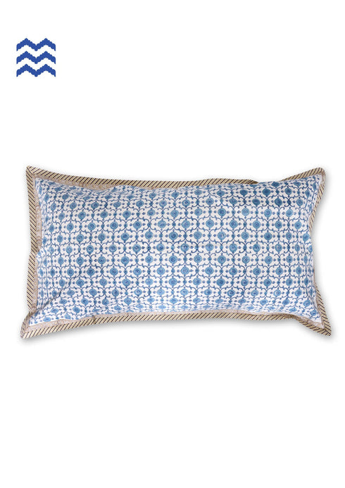 20s Cotton Lumbar Cushion Cover in Floral Block Print