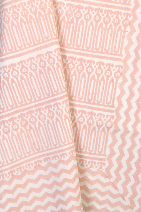 20s Cotton KING SIZE Bed Cover In Zigzag Block Print