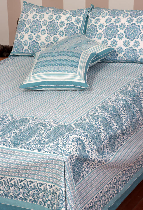 40s Cotton Pillow Cover In Teal Floral Print