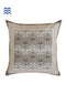 Beige and Blue Floral Block Printed Cushion Cover in White