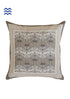 Beige and Blue Floral Block Printed Cushion Cover in White