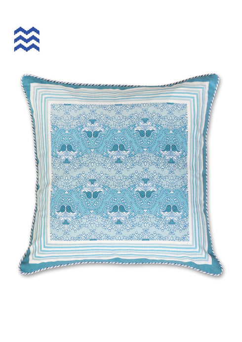 20s Cotton Cushion Cover In Teal Floral Print