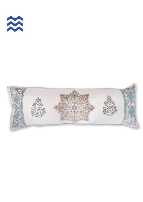 20s Cotton Lumbar Cushion Cover In Graphic Block Print
