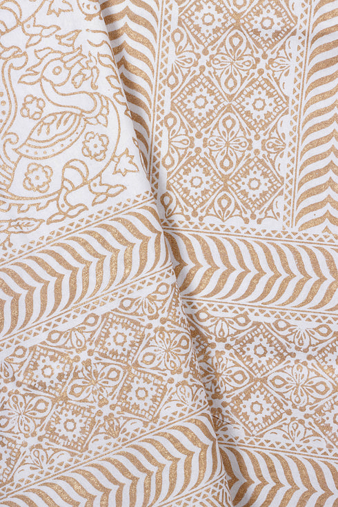 20s Cotton Bed Cover In Graphic Block Print