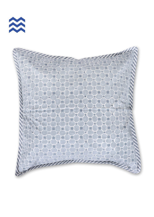 20s Cotton Large Cushion Cover In Geometric BlockPrint