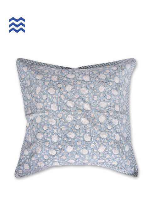 20s Cotton Cushion Cover in Floral Block Print