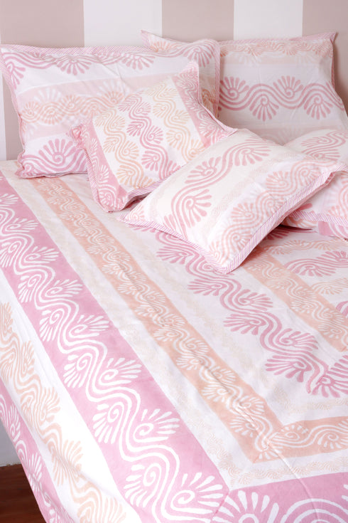 20s Cotton KING SIZE Bed Cover In Graphic Block Print