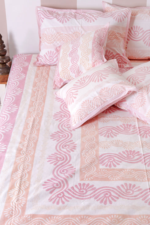 20s Cotton KING SIZE Bed Cover In Graphic Block Print