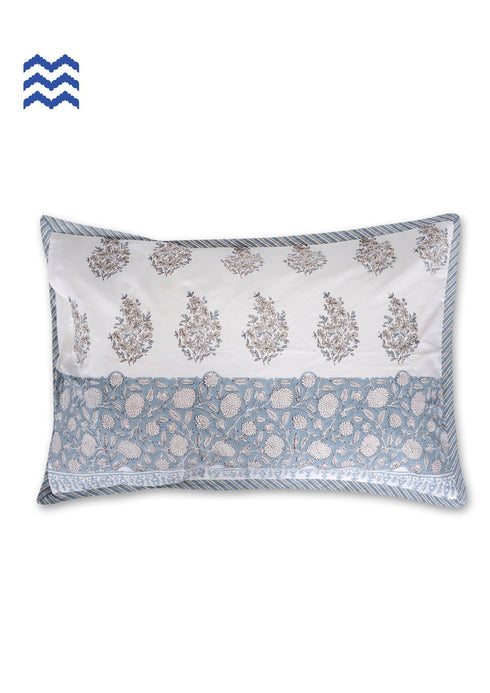 40s Cotton Pillow Cover in Floral Block Print