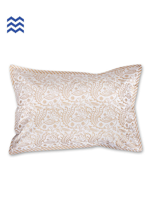 40s Cotton Pillow Cover In Graphic Block Print