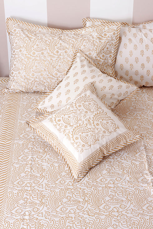 40s Cotton Pillow Cover In Graphic Block Print