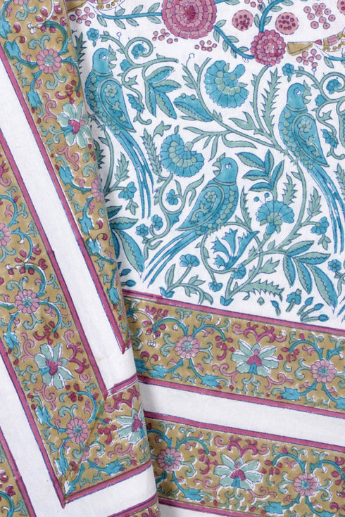 20s Cotton KING SIZE Bed Cover In Assorted Block Print