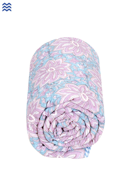 Mulmul Cotton Quilt in Floral Block Print