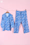 Cambric Cotton Long Pajama Set In Floral Block Print