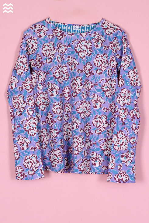 Bizzy Lizzy Bias Pajama Top in Floral Block Print
