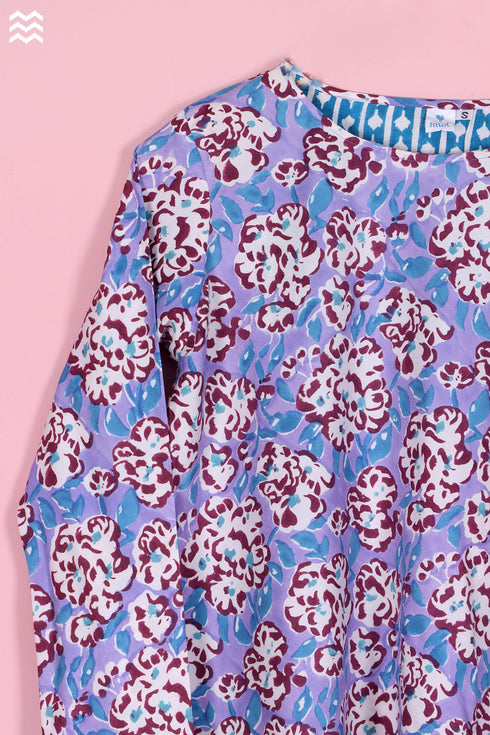 Bizzy Lizzy Bias Pajama Top in Floral Block Print