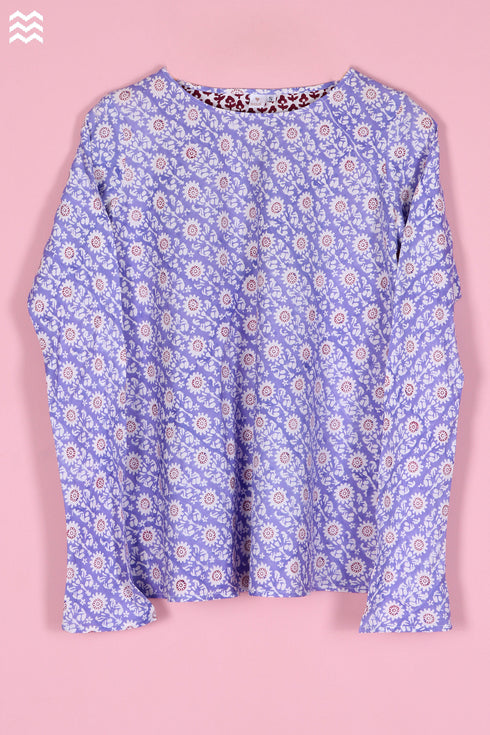 Bizzy Lizzy Bias Pajama Top in Floral Block Print