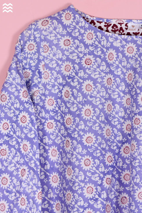 Bizzy Lizzy Bias Pajama Top in Floral Block Print