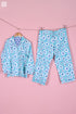 Cambric Cotton Long Pajama Set In Floral Block Print