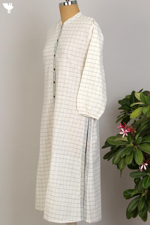Khaadi Check Weave in Full Length Kurta