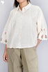 Organic Slub Cotton Poncho Top With Floral Embroidery