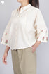 Organic Slub Cotton Poncho Top With Floral Embroidery