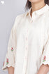 Organic Slub Cotton Poncho Top With Floral Embroidery