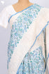 Kota Doria Saree In Floral Block Printwith Chikankari Embroidery