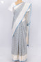 Kota Doria Saree In Floral Block Printwith Chikankari Embroidery