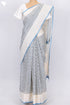 Kota Doria Saree In Floral Block Printwith Chikankari Embroidery