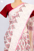 Kota Doria Saree In Floral Block Printwith Chikankari Embroidery