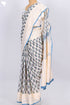 Kota Doria Saree In Floral Block Printwith Chikankari Embroidery