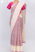 Kota Doria Saree In Block Print with Chikankari Embroidery